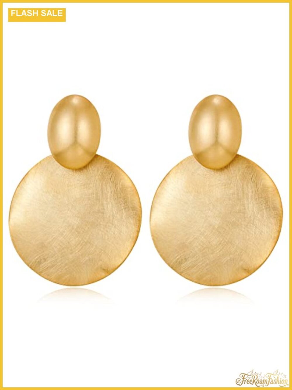 Large Hammered Disc Drop Dangle Earrings Statement Geometric Brass